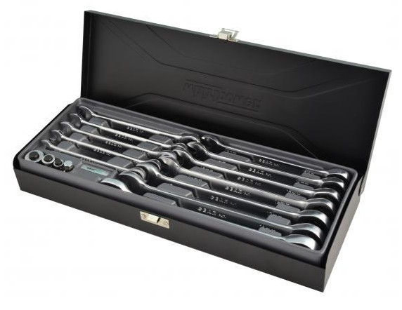 Набор трещеточных ключей Whirlpower 1244-11-WR09 (23633) 8-19мм (12шт в металлическом кейсе)