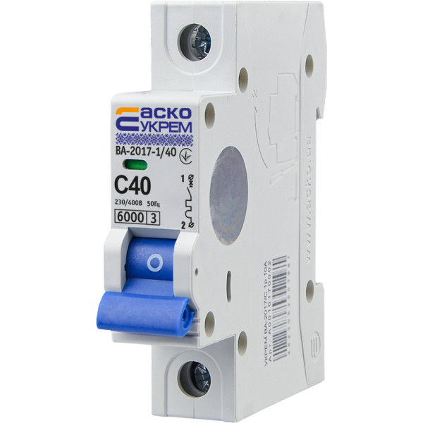 Модульный автоматический выключатель Аско-Укрем ВА-2017/C 1р 40А (A0010170007) - фото №2
