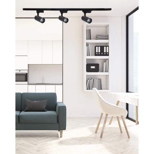 Комплект трековых светильников Goldlux 329035 Shark 1м LED 4x10W 4000K 850Lm IP20 1-фазный черный - фото №1