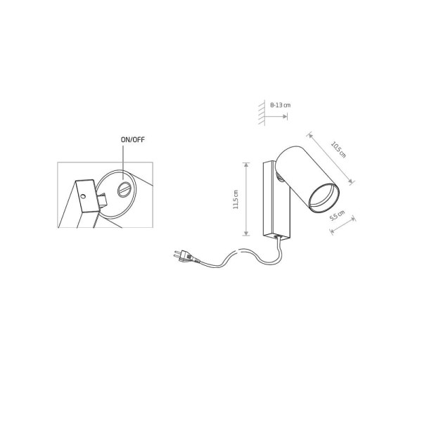Бра, настенный светильник Nowodvorski 7781 Mono GU10 1x10W IP20 Bl - фото №1