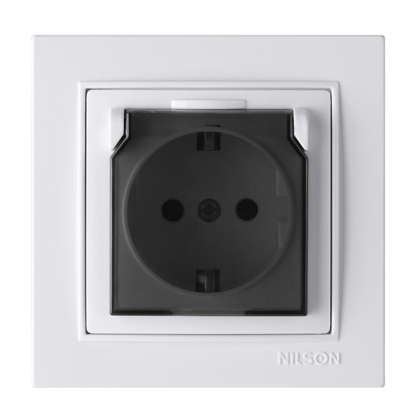 Розетка Nilson Thor біла 1-на з заземленням з кришкою ( 27111018 )
