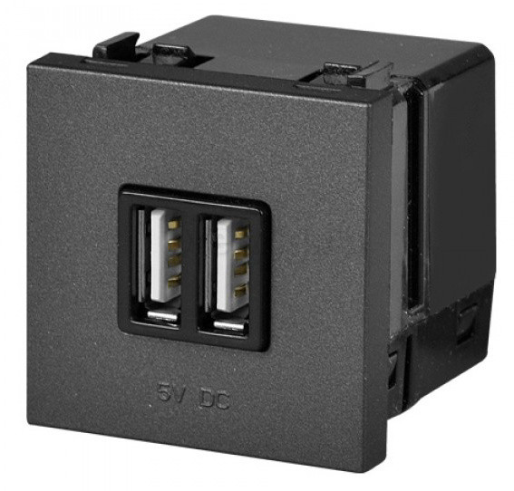 USB розетка ABB Zenit N2285 AN 2М (антрацит) - фото №1