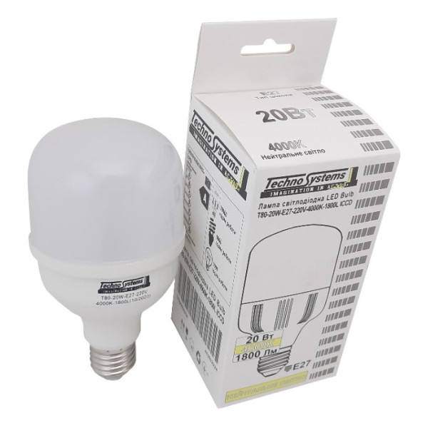 Світлодіодна лампа TNSy LED Bulb-T80-20W-E27-220V-4000K-2100L GOLDEN (TNSy5000258) - фото №2