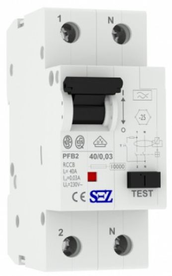 Пристрій захисного відключення (диференціальне реле) SEZ PFB2 40/0,03 1Р+N (PFB2_40/0.03)