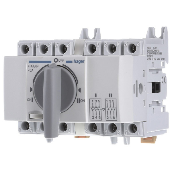Перемикач Hager HIM304 I-0-II 40А 400/690В 3P 5м