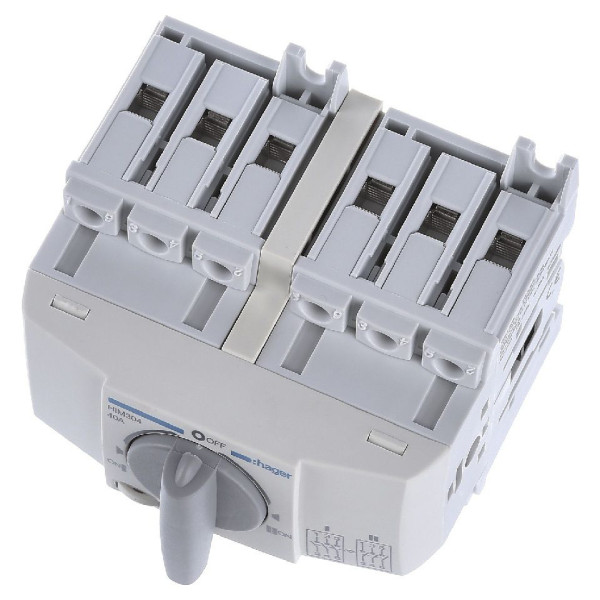 Перемикач Hager HIM304 I-0-II 40А 400/690В 3P 5м - фото №4