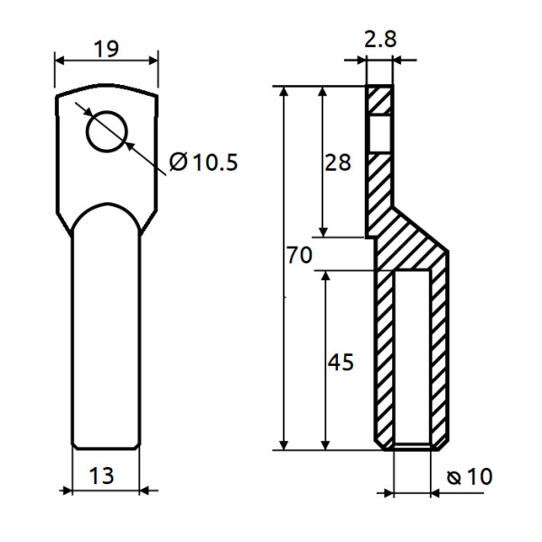 Кабельный наконечник Promfactor CL/CRG-50-10 медно-луженый - фото №1