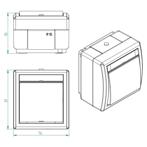 Одноклавішний вимикач Elektro-Plast Aquant 1201-10 (сірий) - фото №1