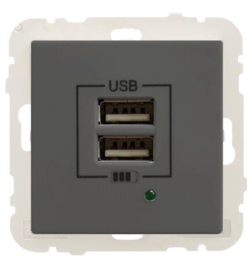 Розетка Logus 45439 TIS USB Charger type «A» 2А (серый)