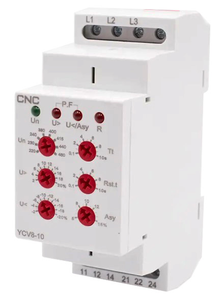 Реле контролю напруги CNC YCV8-10 M460 L1-L2-L3 АС 220-460В 2СО 8А АС1 250В/DC 24В (Б00045683)