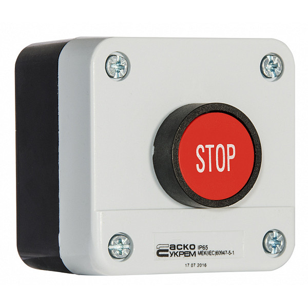 Одномісний пост Аско-Укрем XAL-B114 з кнопкою «Стоп» (A0140020003) - фото №3