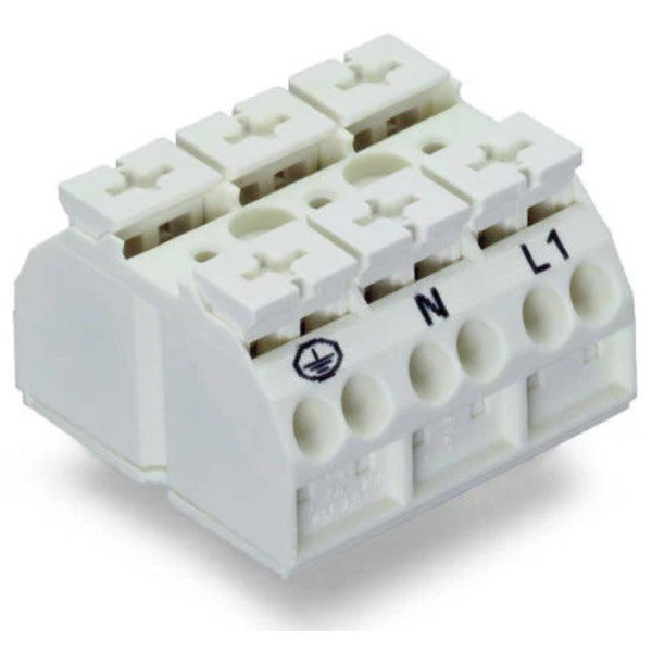 Триполюсна чотирипровідна PE-N-L1 клема Wago 862-9603 Push Wire (біла)