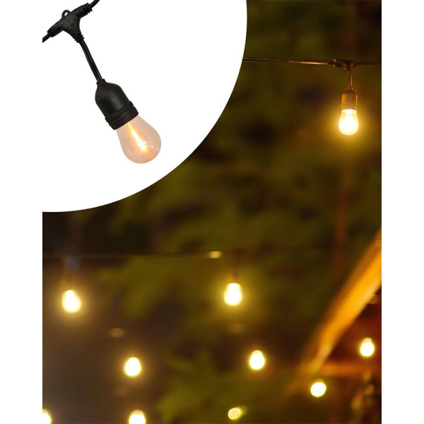 Гирлянда на солнечной батарее Goldlux 328656 Party LED 10 2700K IP44 черная - фото №1