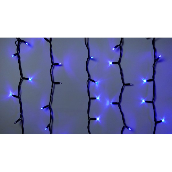 Вулична LED гірлянда Delux EN ICICLE 108LED (90012946) 2x1м 27 миготливих діодів IP44 (синє світло) чорний шнур - фото №1