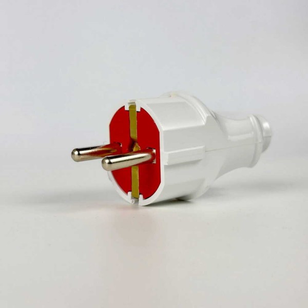Вилка штепсельна EL-BI з заземленням біло-червона (505-001101-816)