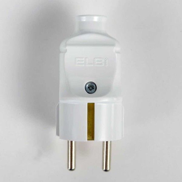 Вилка штепсельна EL-BI з заземленням біло-червона (505-001101-816) - фото №1