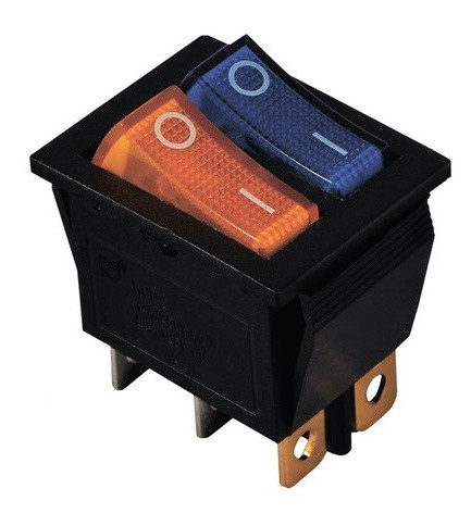 Переключатель TNSy KCD2-2101N BL+Y/B с подсветкой синий+желтый (TNSy5500808)