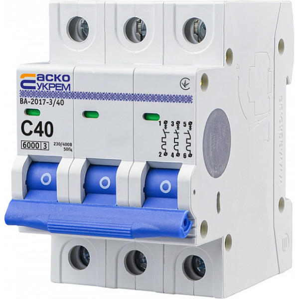Модульный автоматический выключатель Аско-Укрем ВА-2017/C 3р 40А (A0010170025) - фото №3