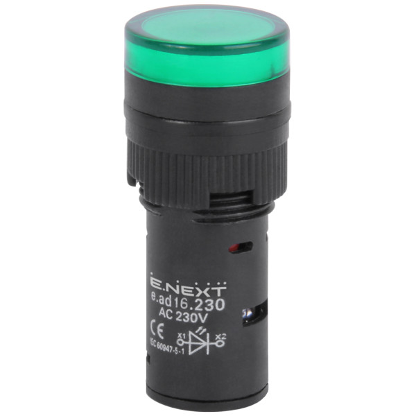 Сигнальна арматура E.Next e.ad16.230.green Ø16мм 230В АС зелена (s009013)