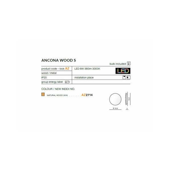 Бра, настінний світильник Azzardo AZ2714 Ancona(5901238427148) - фото №3