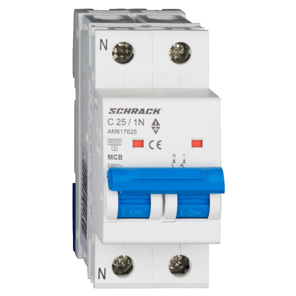 Автоматичний вимикач Schrack AM617625 6кА 25А 1P+N C