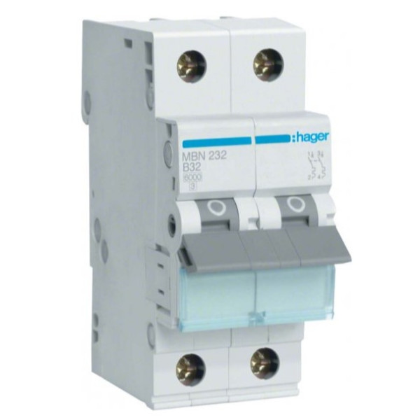 Автоматичний вимикач Hager MBN232 6кА B 32A 2P