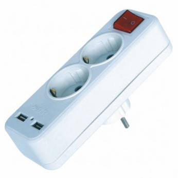 Двойник FAR F08 с 2 USB и выключателем (7.6.1.97340)