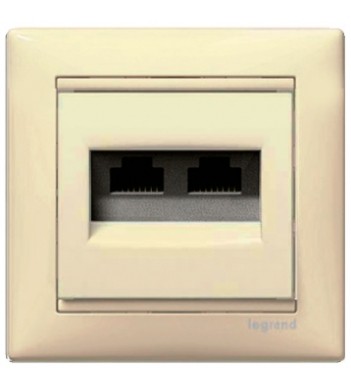 Механізм розетки комп'ютерної 2xRJ-45 UTP Cat.5e Valena слонова кістка - фото №1