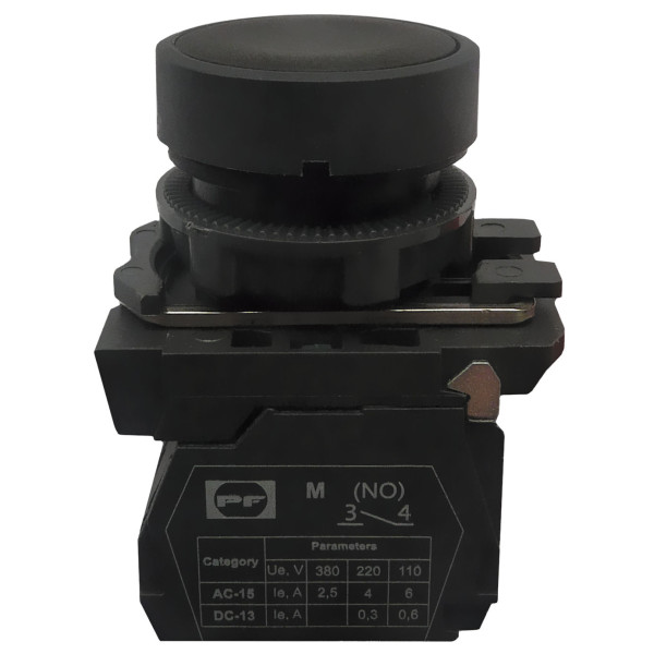 Кнопка Promfactor FP5-AA21 1NО чорна (FP5-AA21)