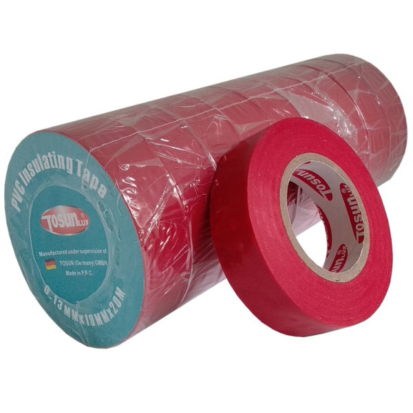 Ізоляційна стрічка TOSUNlux PVC 20м червона (6940151079842) - фото №1