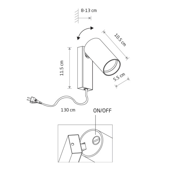 Бра, настенный светильник Nowodvorski 7765 Mono GU10 1x10W IP20 черный - фото №2