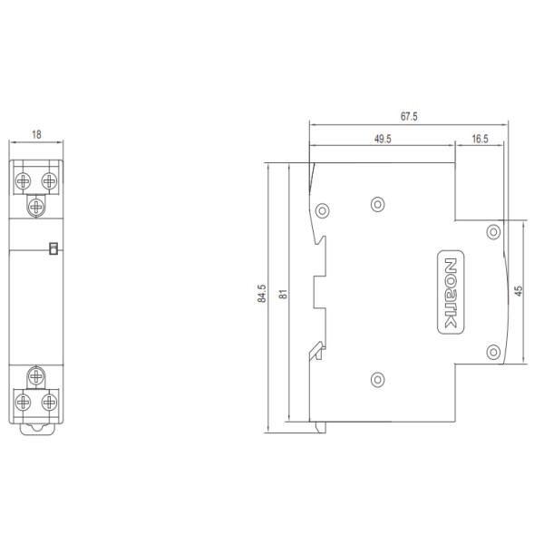 Модульний контактор NOARK Ex9CH25 11 230В 25А 1NC+1NO (107322) - фото №1