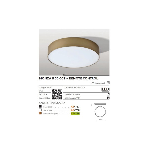 Світильник стельовий AZzardo AZ4766 Monza Led R50 Ctt - фото №2