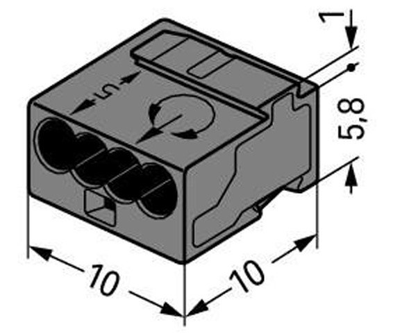 Микро-клемма для распределительных коробок WAGO на 4 проводника 243-204 темно-серая - фото №2