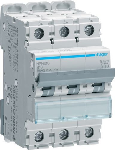 Автоматичний вимикач Hager NBN310 3P 10кА B-10A 3M