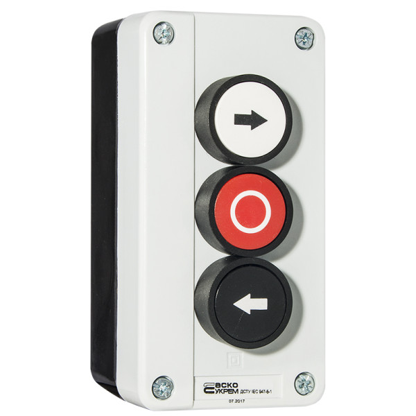 Тримісний пост керування Аско-Укрем XAL-B334 «Ліворуч-Стоп-Праворуч» (A0140020047) - фото №3