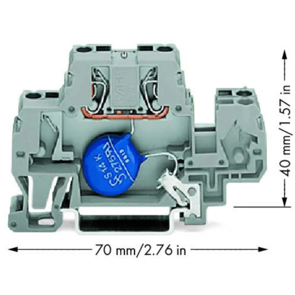 Компонентная клемма Wago 870-523/281-583 с варистором 48В DC (серая) - фото №1