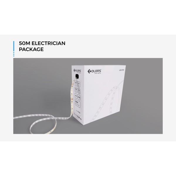 LED стрічка COLORS 120-2835-24V-IP20 9.6W 960Lm 3000K 50м (DJ120-24V-8mm-WW_50м) - фото №6