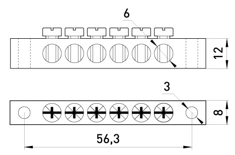 Нулевая шина E.Next e.bsa.stand.60.6 6 отверстий 60А (s056003) - фото №1