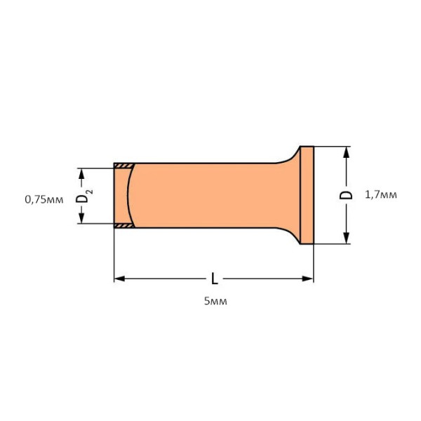 Наконечник Wago 216-151 без изоляции 0,25мм² 5мм - фото №1
