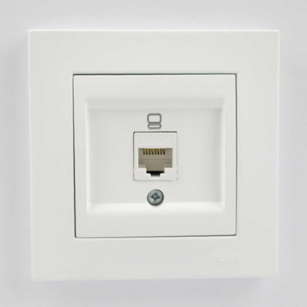 Розетка EL-BI VEGA белый мат компьютерная 1-я CAT6 RJ45 ( 510-016200-247 ) - фото №1