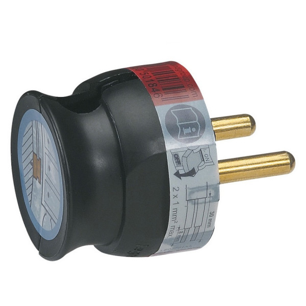 Черная штепсельная вилка Legrand 2К 16А