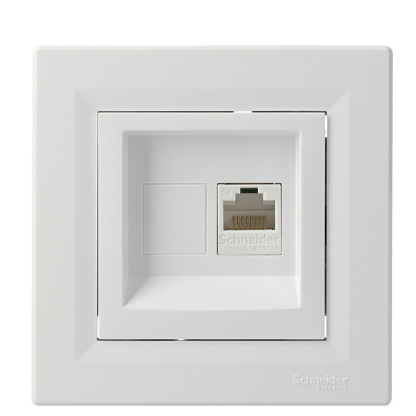 Розетка компьютерная одинарная RJ45 кат.5е UTP белая Asfora, EPH4300121