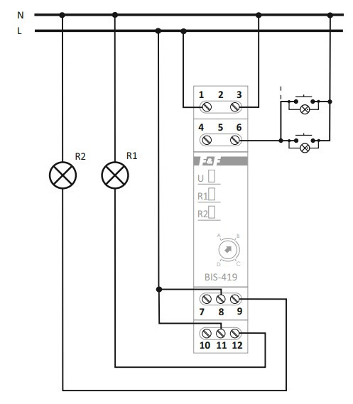 Імпульсне реле F&F BIS-419-LED 230В 4 функції - фото №5