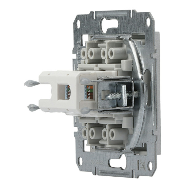 Розетка компьютерная 5eUTP двойная без рамки алюминий Asfora, EPH4400161 - фото №3