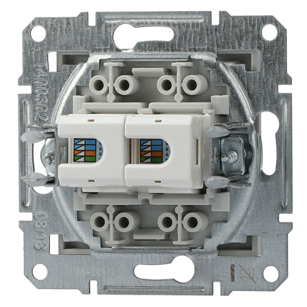 Розетка компьютерная 5eUTP двойная без рамки алюминий Asfora, EPH4400161 - фото №4