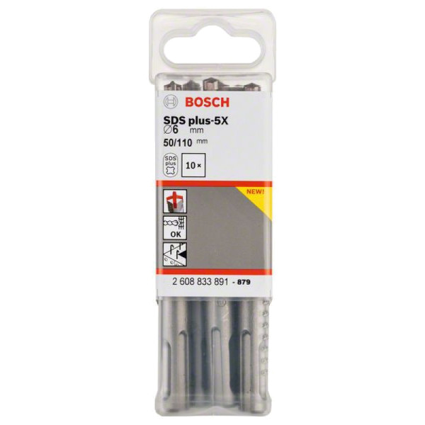 Бури бетону Bosch 2608833891 SDS-Plus-5X 6x50x110мм (10шт) - фото №1
