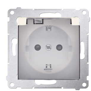 Електрична розетка Kontakt Simon Simon 54 Premium DGSZ1BZ.01/41A IP44 із заземленням шторками та прозорою кришкою (кремовий)