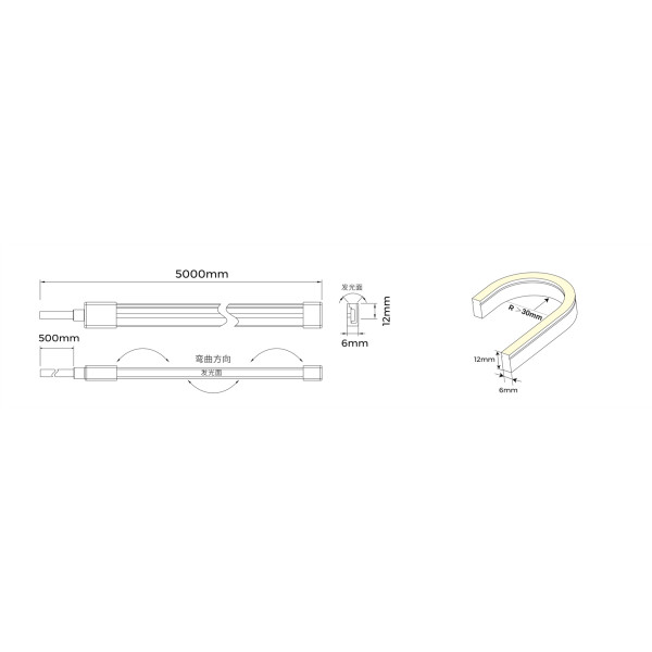 Гнучкий неон COLORS 24V IP65 9,6W 280Lm 3000K 1м (NMS0612-WW-1m) - фото №1