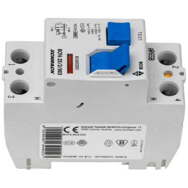 ПЗВ Schrack BC602203 6кА 25А 30мА 1Р+N тип AC - фото №7